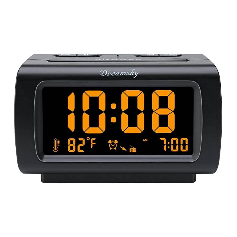 Alarm Clock Radio FM with USB Port for Bedroom, 1.2 Inch Bold Digit Display with 0%-100% Dimmer, Temperature, Snooze, Adjustable Alarm Volume, Sleep Timer, 12/24H