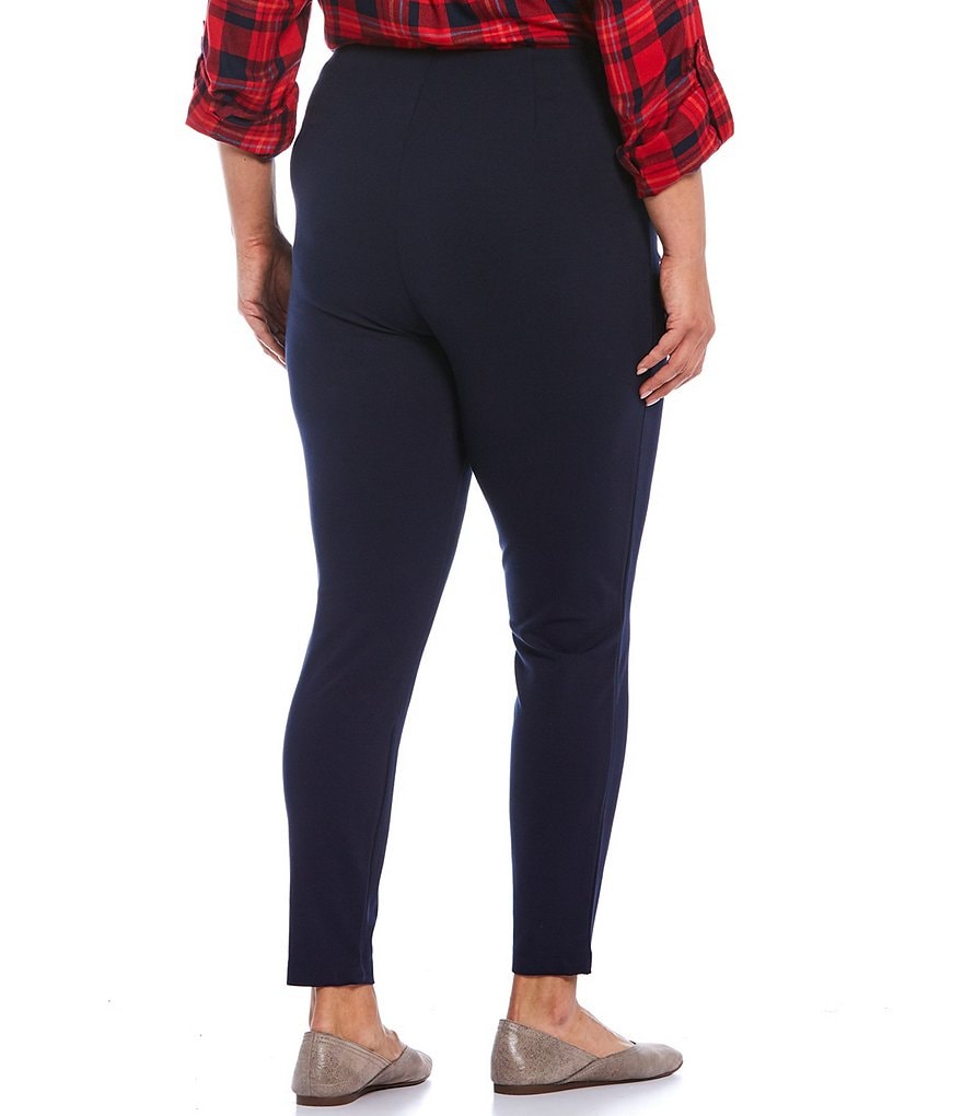 Intro Plus Size Solid Double Knit Tummy Control Leggings