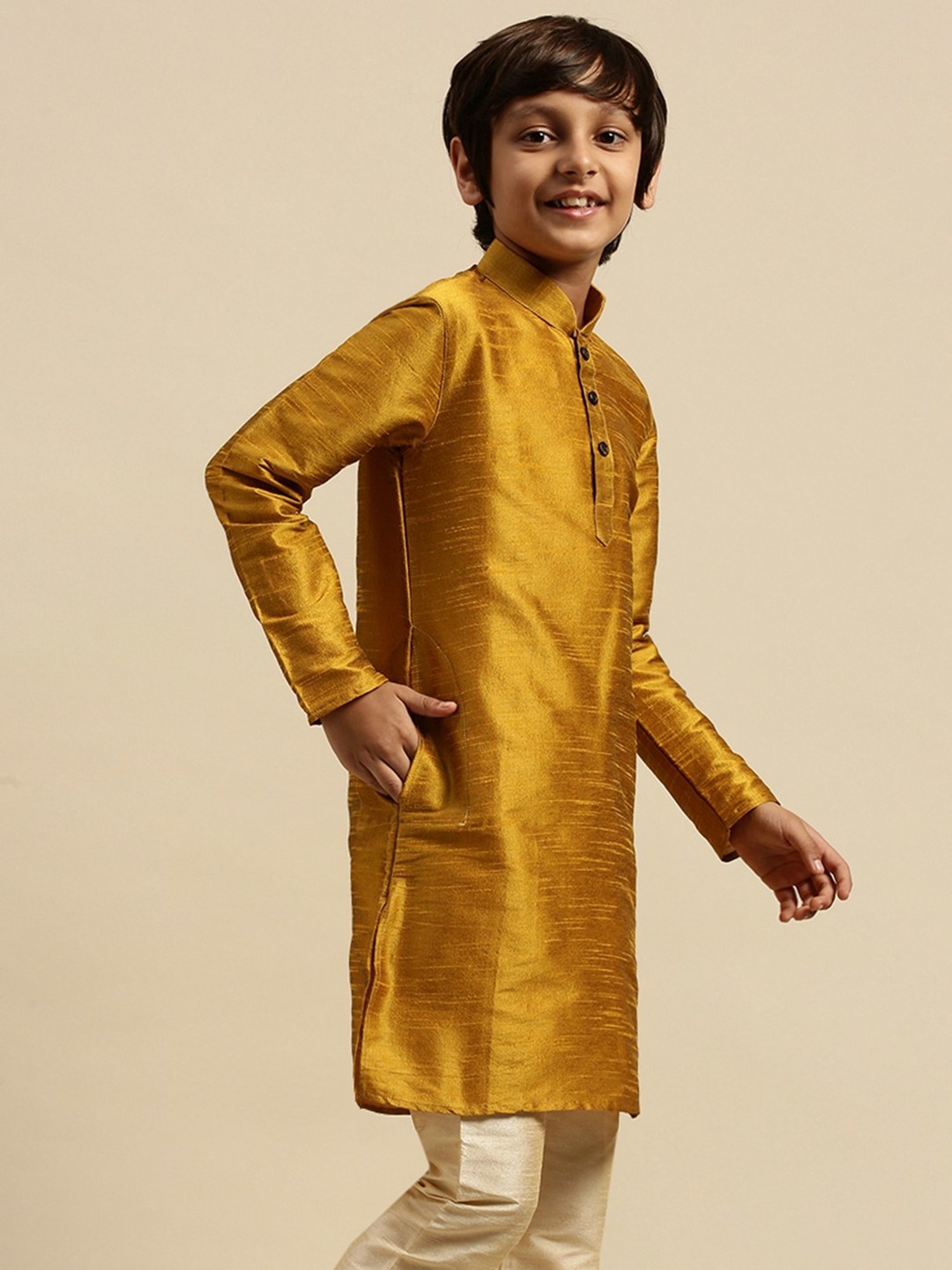 Sanwara Kids Rich Gold Regular Fit Kurta
