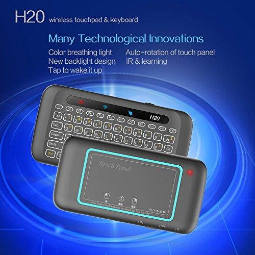 [2018 Updated] Dupad Story H20 2.4GHz Mini Wireless Keyboard with Remote Mouse Combo Backlit Multi-Touch Touchpad,USB Rechargeable for Android TV Box Windows PC, HTPC, IPTV, PC, Raspberry pi 3