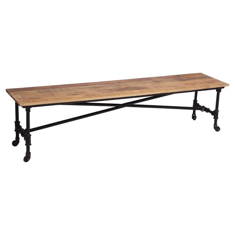 Reclaimed 71" Wood Bench with Iron Wheels - Timbergirl