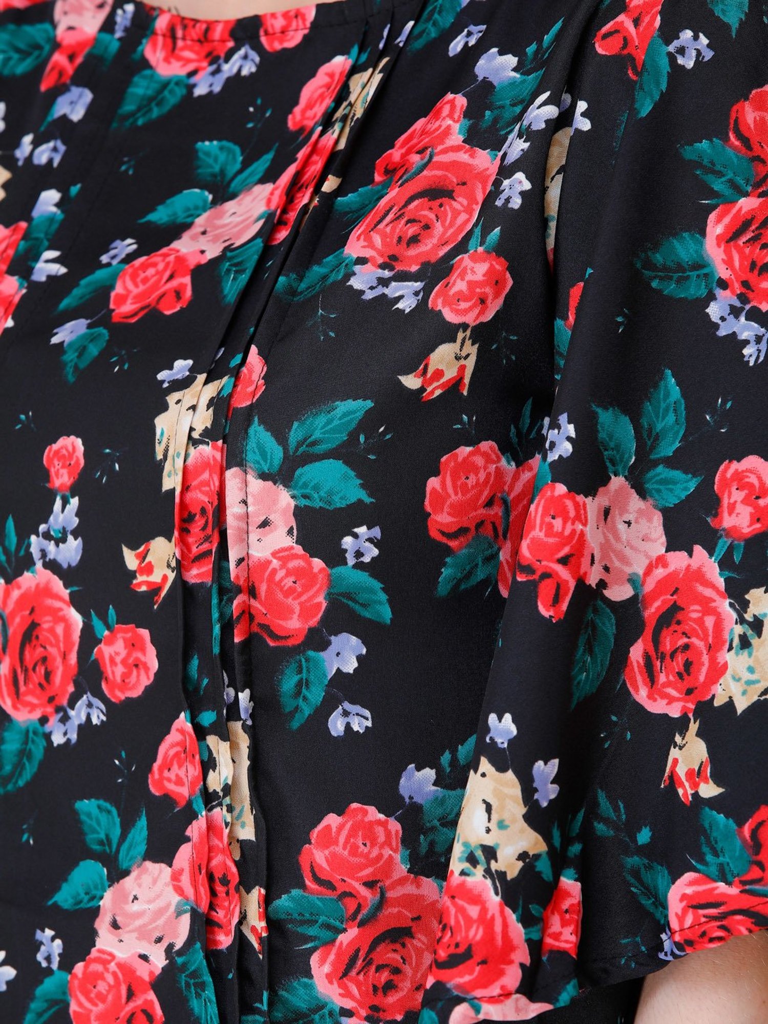 Scorpius Black & Pink Floral Print Top