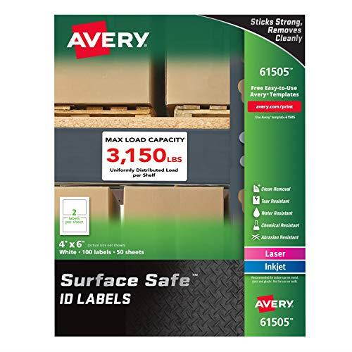 Avery Labels Removable Surface Safe 4"x6" 100/PK WE 61505