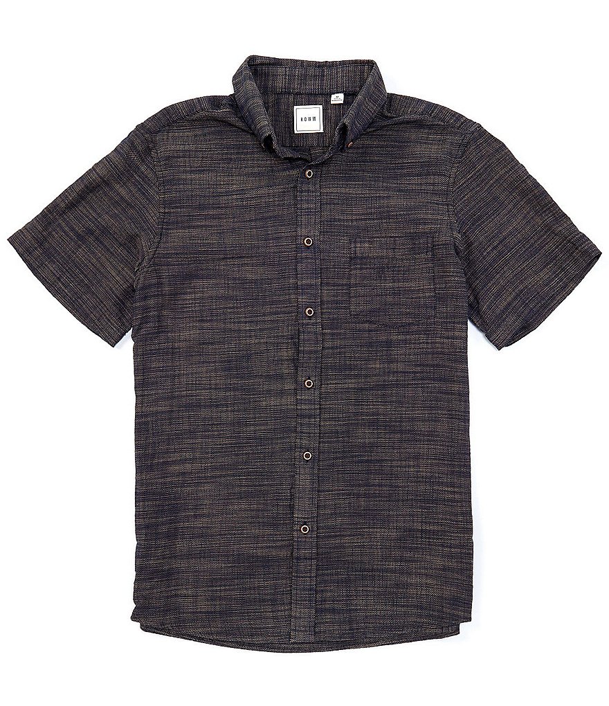 Rowm Short-Sleeve Solid Textured Sportshirt