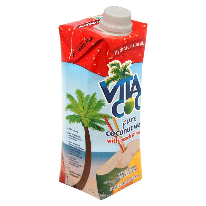 Vita Coco Pure Coconut Water Peach - 16.9 fl oz Carton