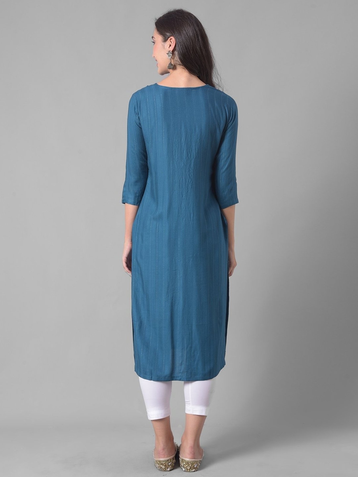 Dollar Missy Blue Embroidered Straight Kurta
