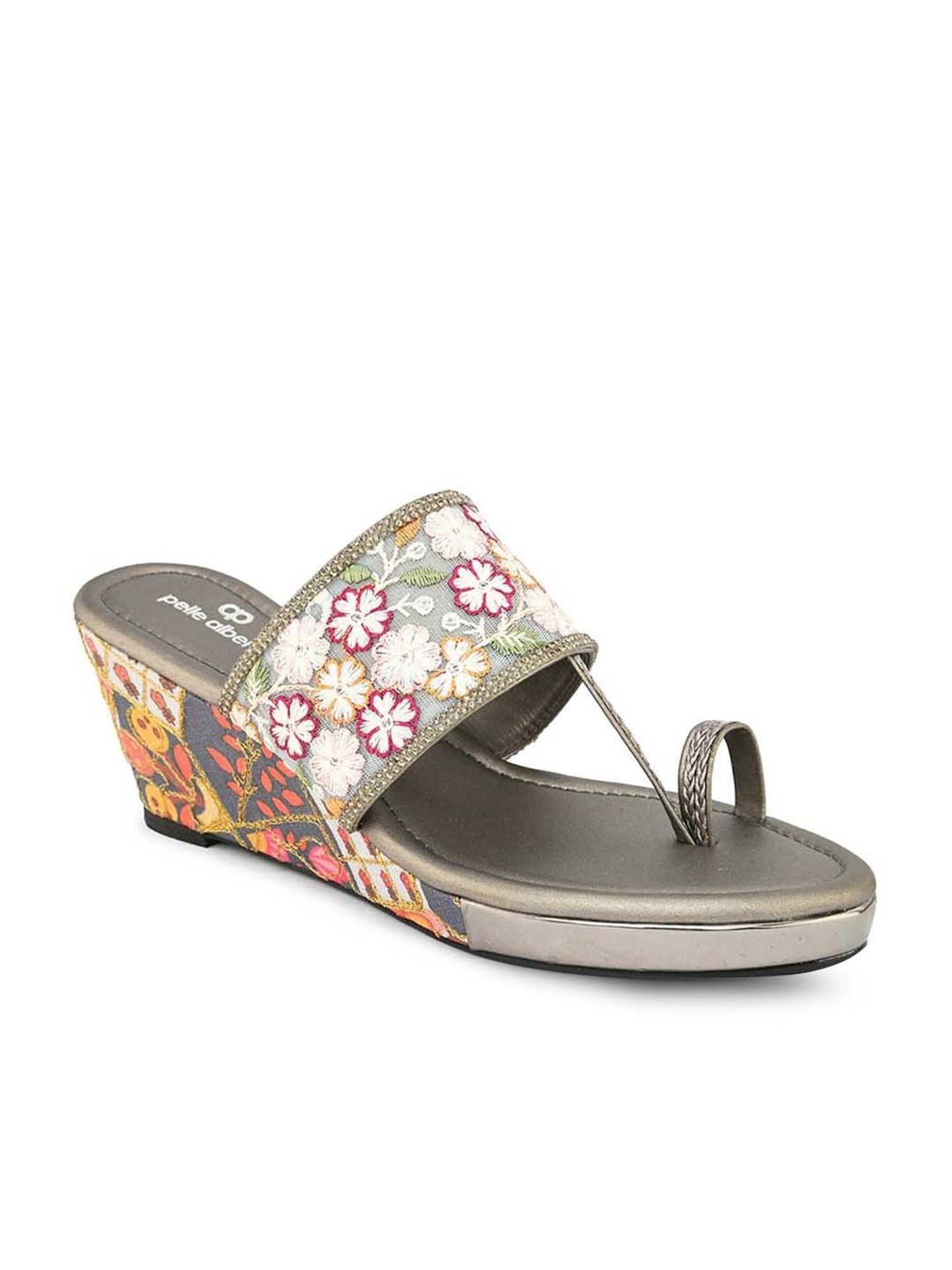 Pelle Albero Women's Grey Toe Ring Sandals