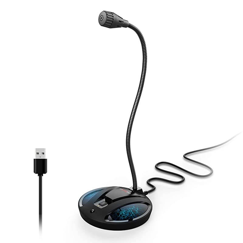 PC Microphone Computer Recording Condenser Cardioid Mic with Mute Button amp LED Indicator for Laptop Mac PS4 Voice Recording Podcasting Skype YouTube Games Streaming JV603Black