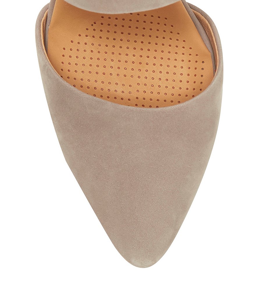 Riina Suede Asymmetrical Block Heel Pumps