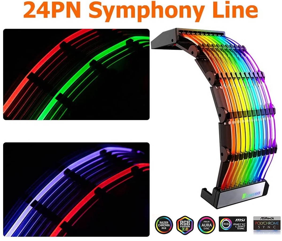 UKCOCO DY-1 24 Pin ARGB Power Cable Rainbow Streamer 5V ARGB Aura Sync Cord ,Rainbow Bridge DY-1 Symphony 24PIN Power Cord