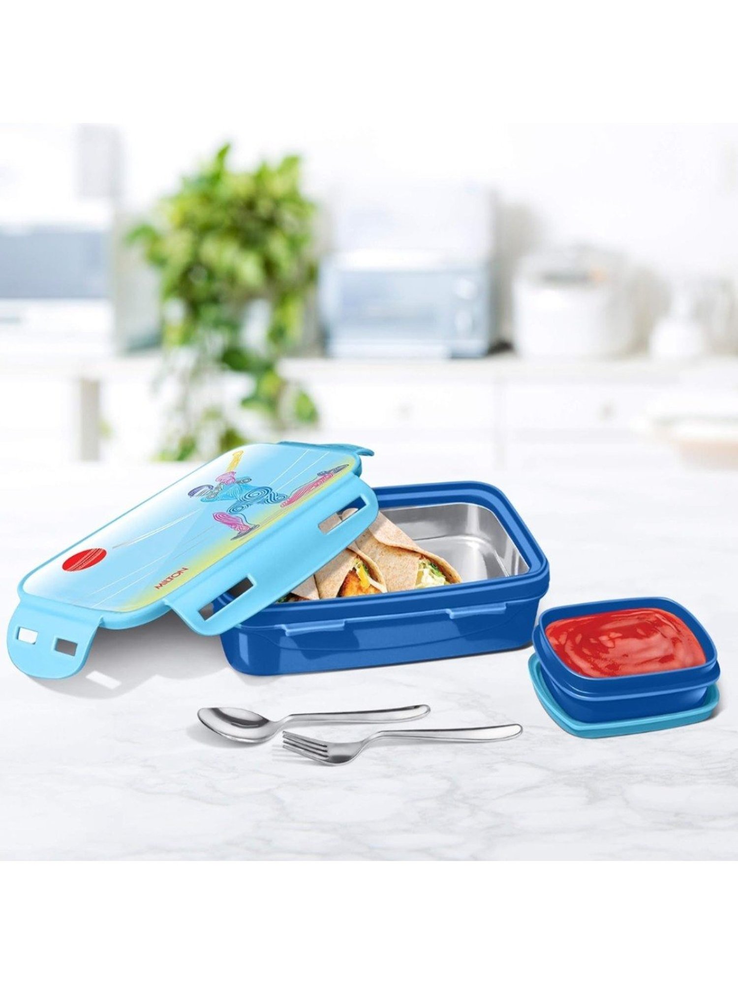 Milton Steely Insulated Blue Stainless Steel Tiffin Box 700 ml