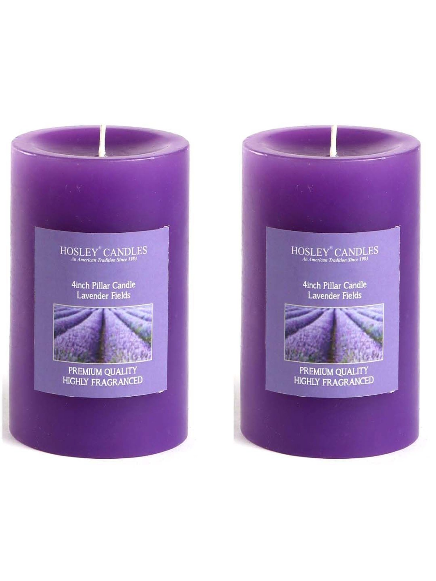 HOSLEY Purple Wax Pillar Candle - Set of 2