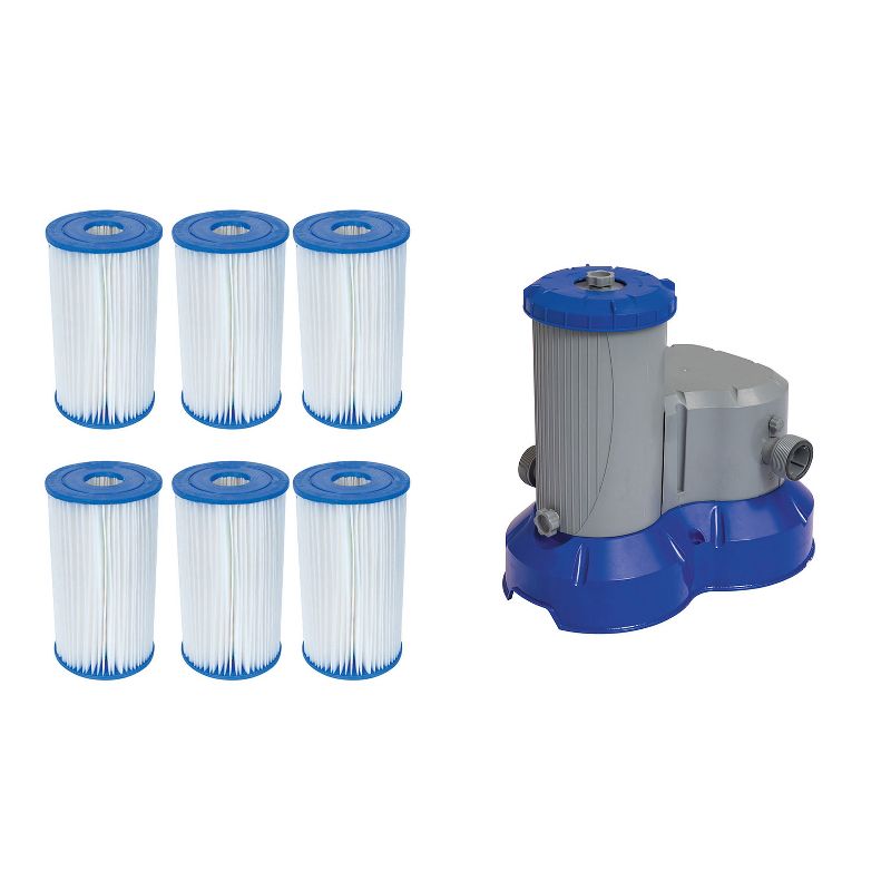 Bestway Pool Filter Replacement Cartridge (6) + Above Ground Pool Filter Pump