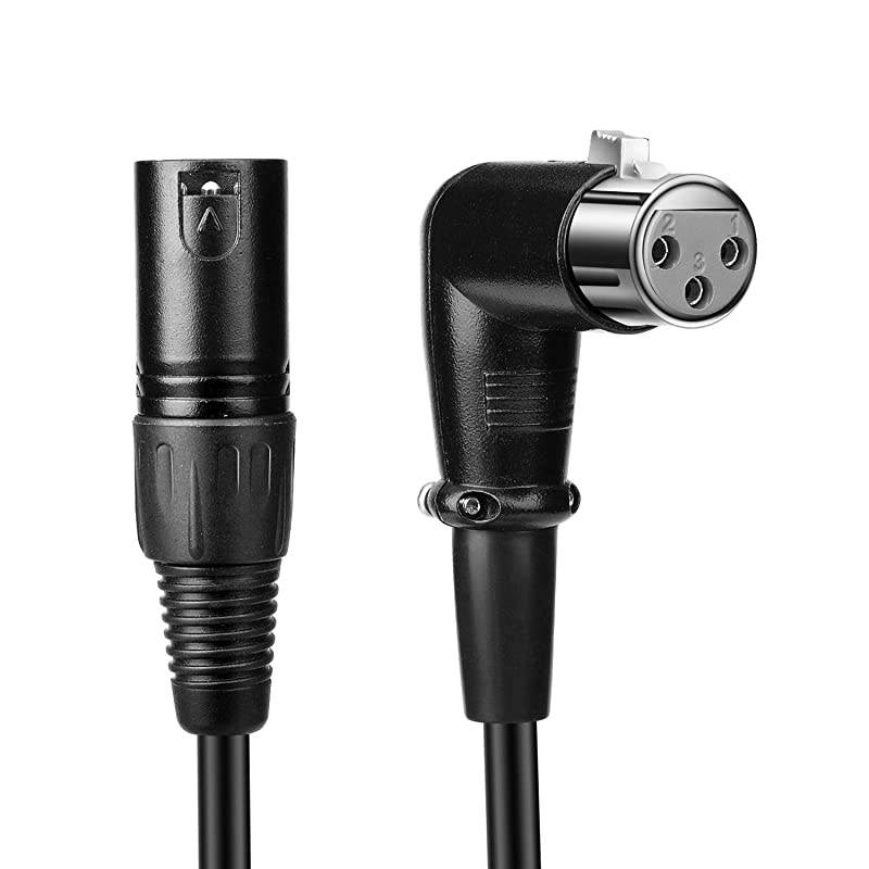 Premium Male to Female Right Angle XLR Cable Balanced 3 Pin Microphone Audio Wire Cord Interconnect Connector Plug Adapter Converter for Professional Recording Camcorders Cameras (30 Feet)
