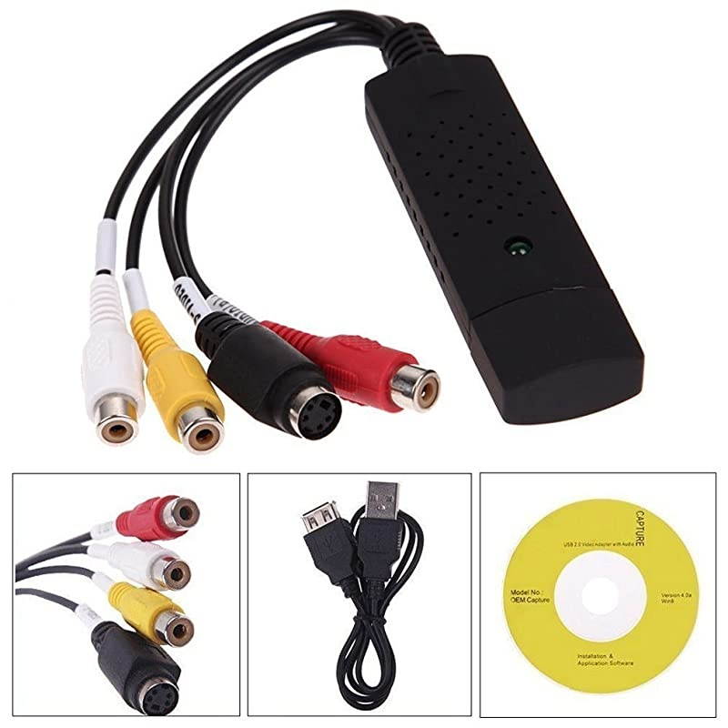 VHS to Digital Converter USB 2.0 Video Converter Audio Capture Card VHS Box VHS VCR TV to Digital Converter Support Win 2000/Win Xp/ Win Vista /Win 7/Win 8/ Win 10/ Mac