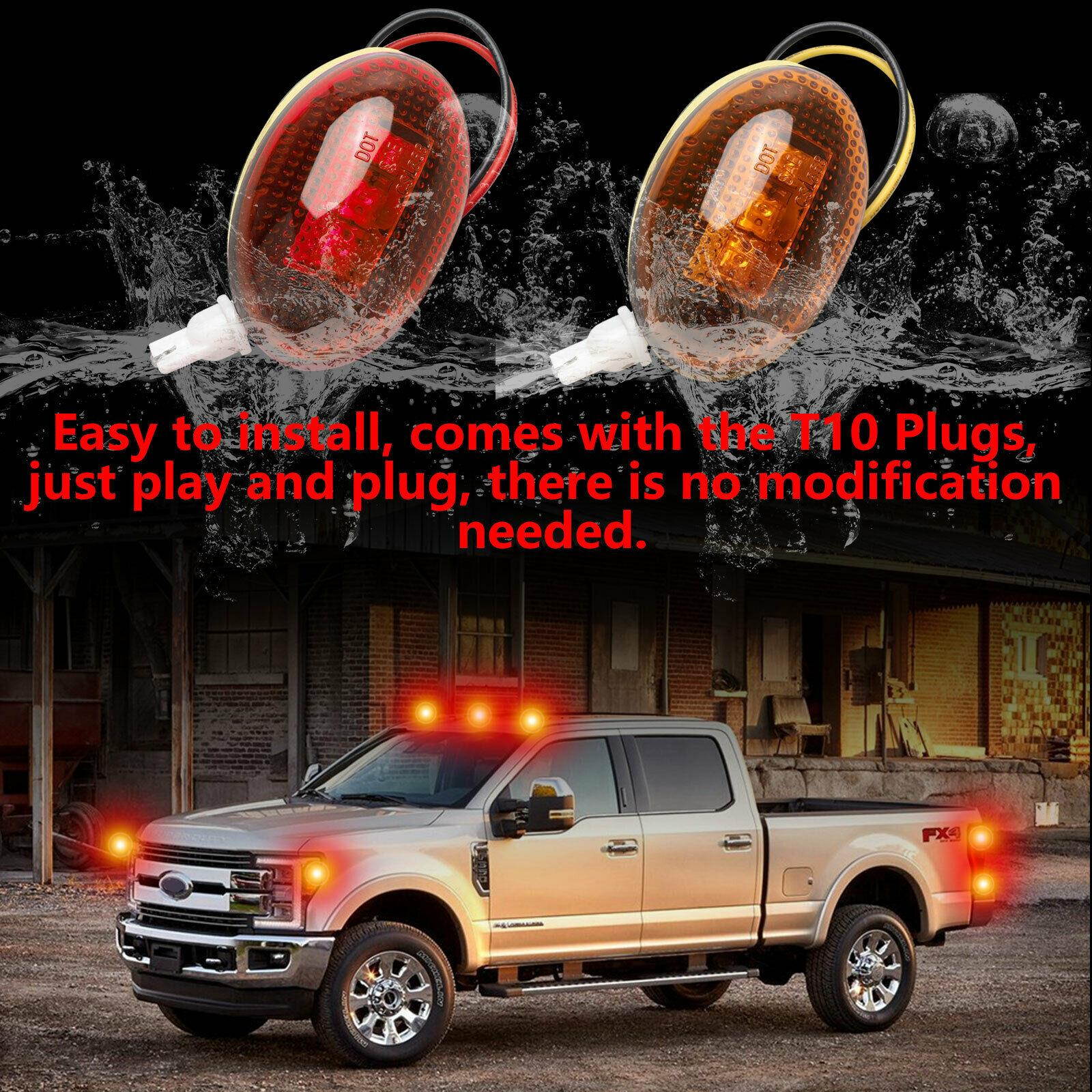 4x Amber/Red Side Fender Marker Dually Bed LED Light Kit For 1999-2010 Ford F350