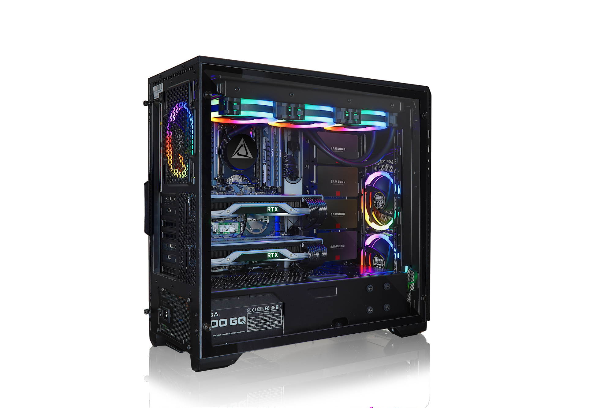 Cybertron BLU-Print Workstation,AMD Ryzen Threadripper 2950X 16-Core 3.5GHz,64GB DDR4 3200MHz, Dual Quadro RTX 4000 8GB Graphics cards,1TB NVMe M.2 + (4) 1TB SSD Raid 10, Win10 PRO