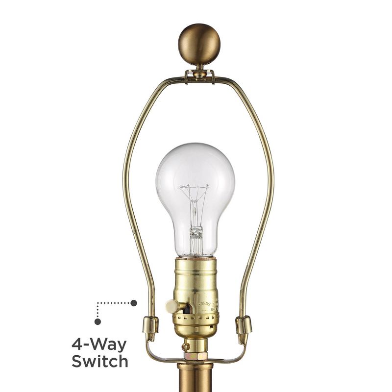 Possini Euro Design Modern Table Lamp with Night Light LED White Glass Off White Hourglass Decor Living Room Bedroom House Bedside