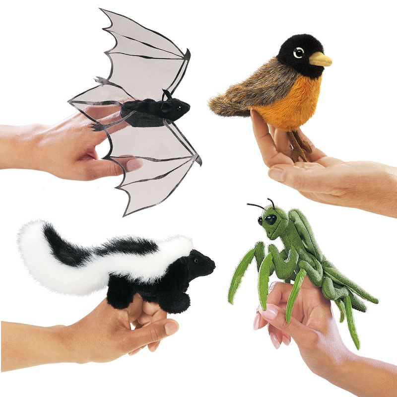 Folkmanis Mini Puppets Nature Birds, Animals and Bugs - Set of 4