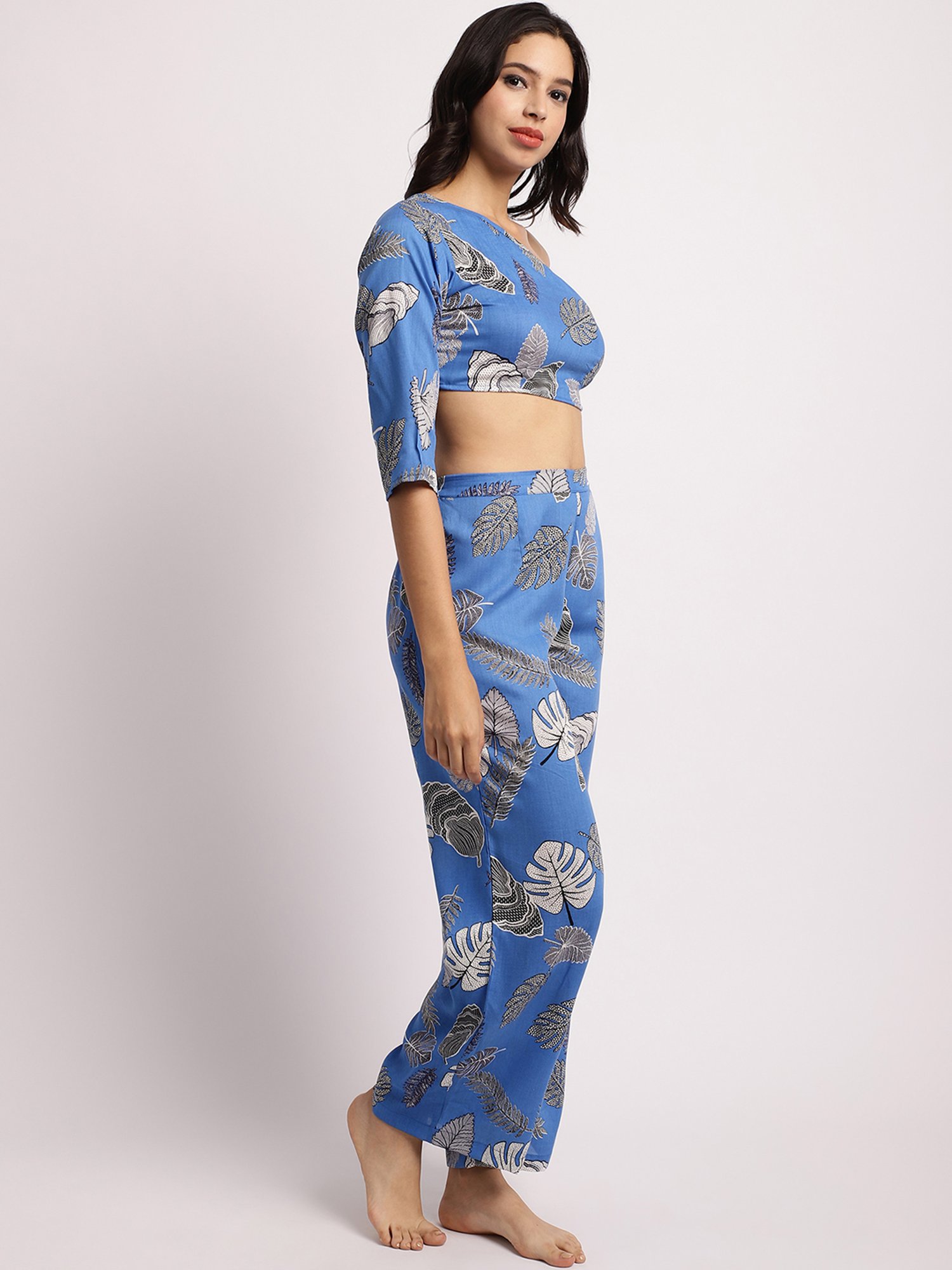 Erotissch Blue Printed Beachwear Co-Ord Set