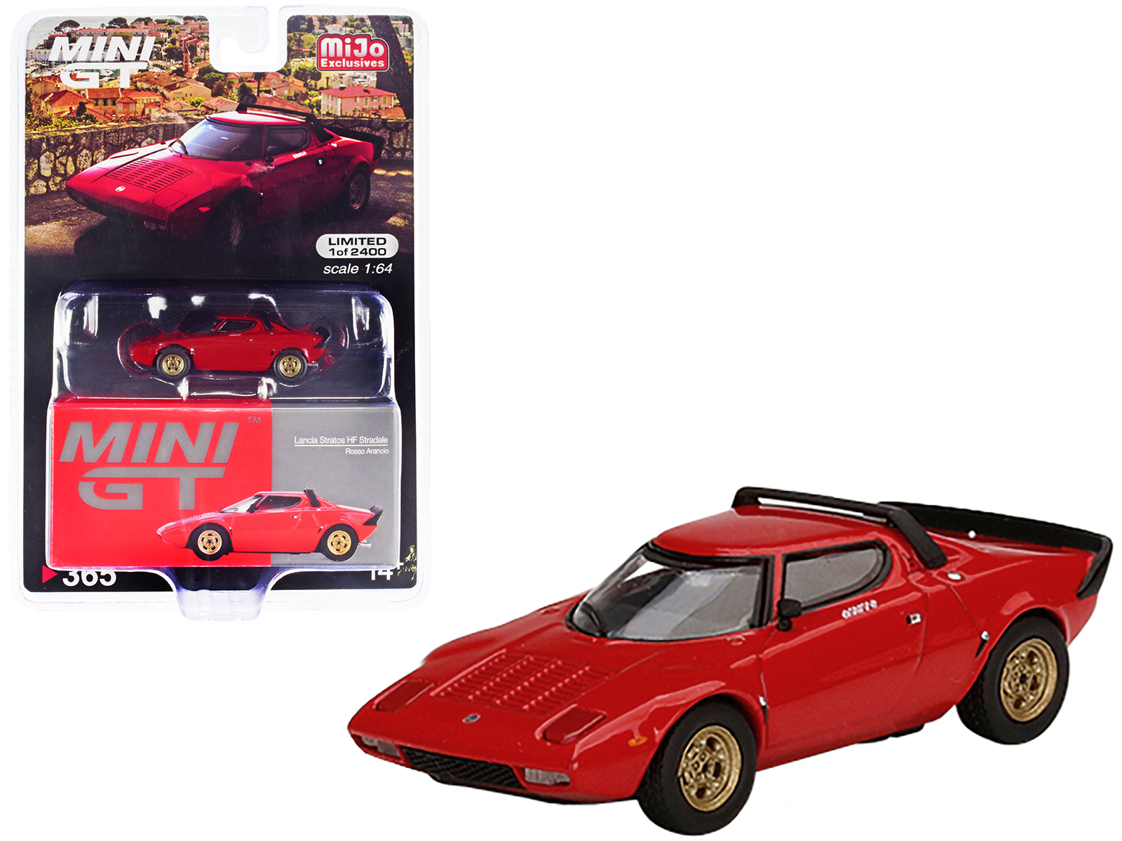 Lancia Stratos HF Stradale Rosso Arancio Red Limited Edition to 2400 pieces Worldwide 1/64 Diecast Model Car by Mini GT