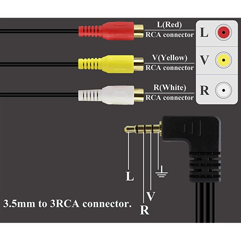 90 Degree 35mm to RCA Cable 4 Pole Left Right 35mm Male to 3 RCA Female Stereo Audio Adapter Extension Cable for SmartphonesMP3SpeakersHome Theater etc25cm10inchMF