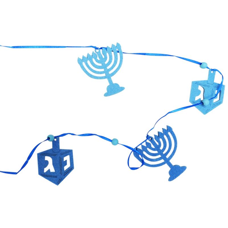 Rite Lite 5-Feet Blue Hanukkah Felt Garland with Dreidels and Menorahs