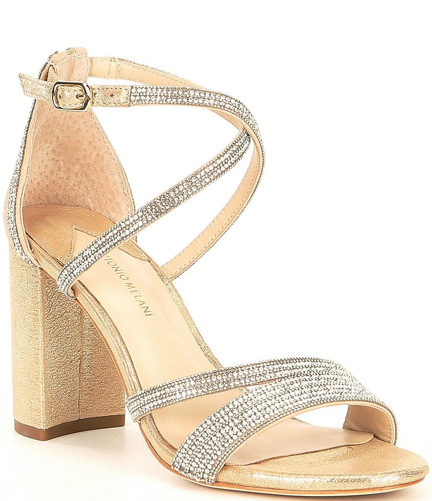 Antonio Melani Garlini Rhinestone Embellished Strappy Block Heel Dress Sandals