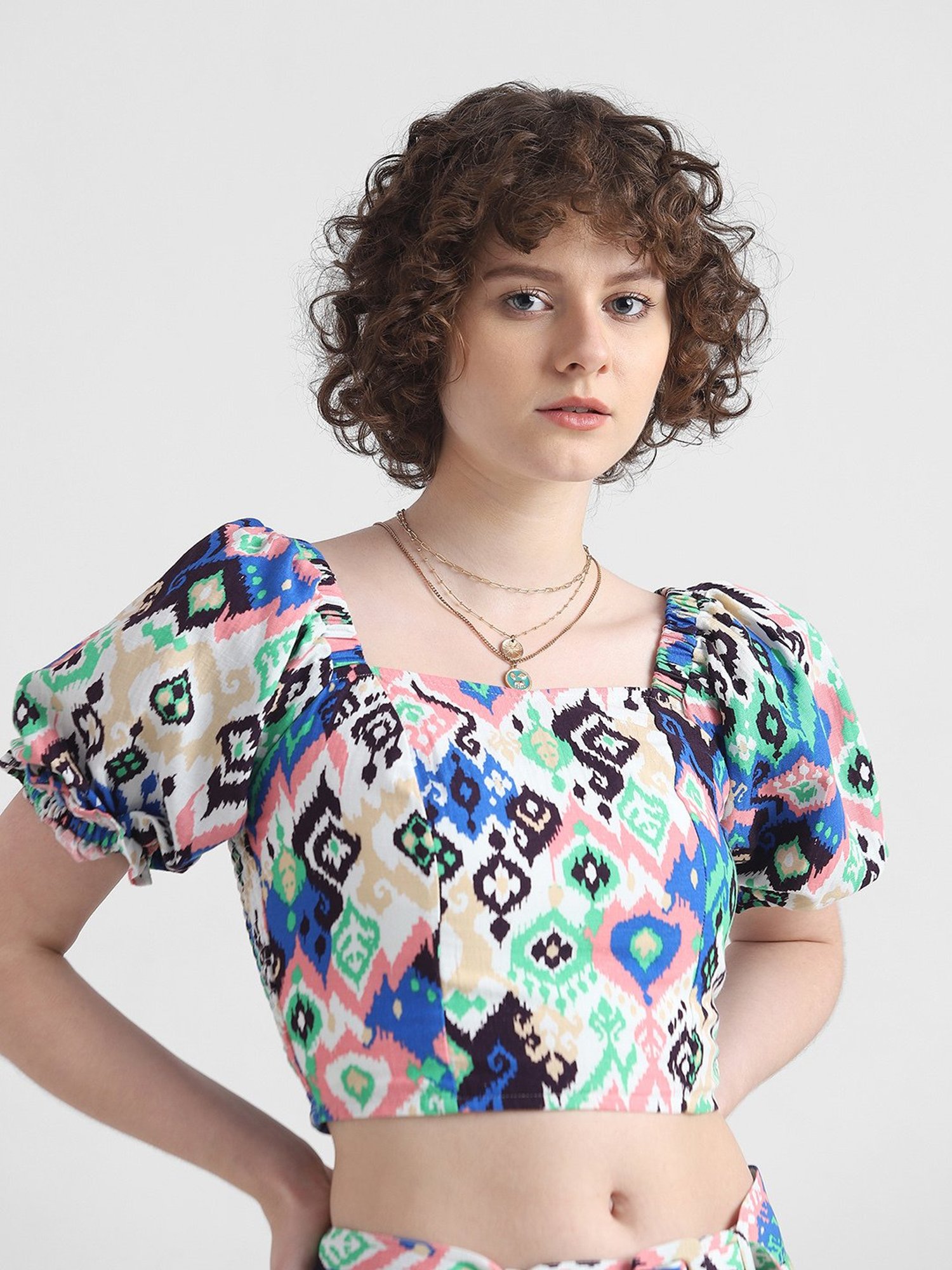 Only Multicolor Printed Crop Top