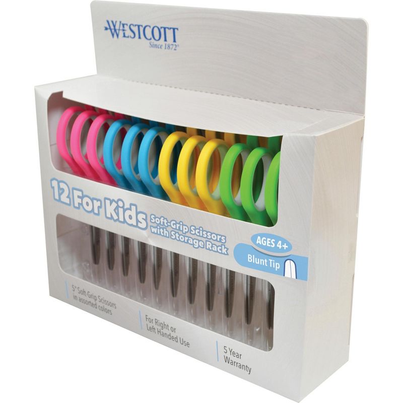 Westcott Soft Grip Blunt Tip Kids Scissors, 5 Inches, Assorted Colors, pk of 36