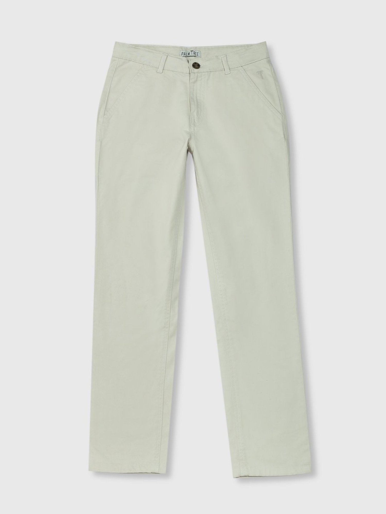 Palm Tree Boys White Cotton Regular Fit Trousers