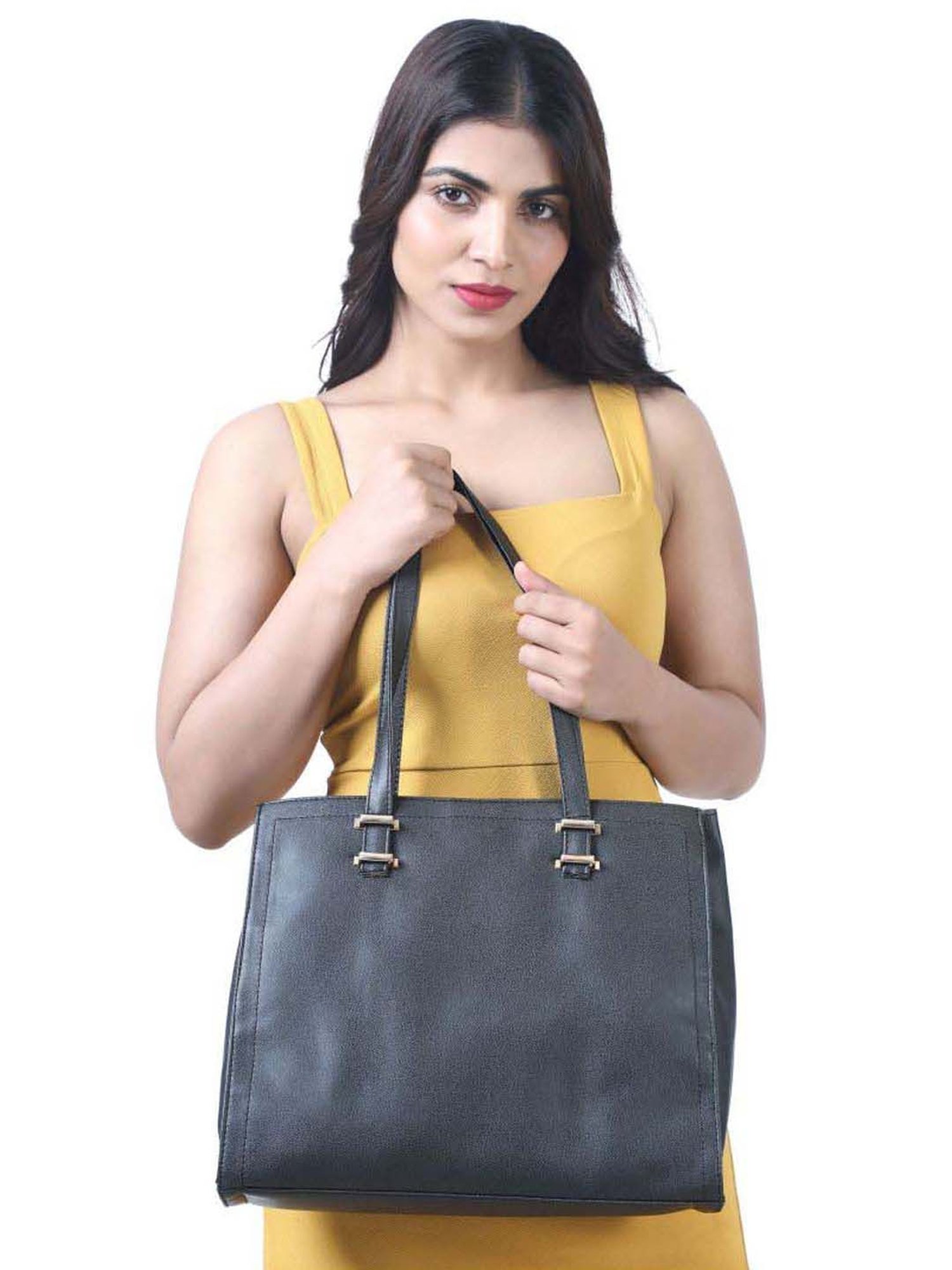 Toteteca Black Solid Medium Tote Handbag