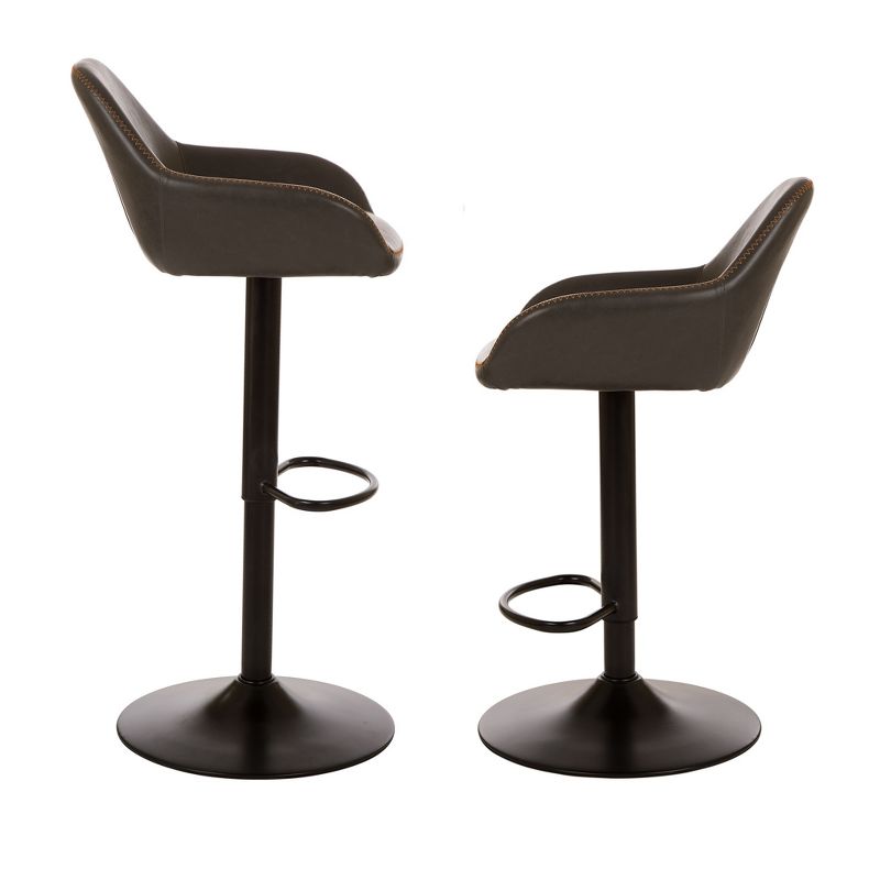 Set of 2 MidCentury Modern Vintage Leatherette Gaslift Adjustable Barstool Gray - Glitzhome