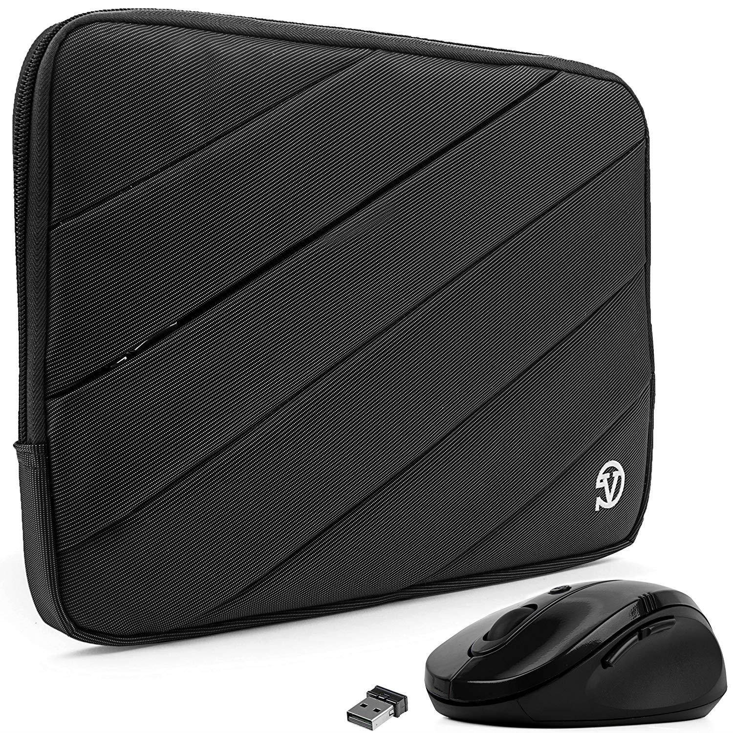 VanGoddy Onyx Black Shock Absorbent Nylon Sleeve w/ Wireless Mouse Suitable for Microsoft Surface Pro Series 11"-12inch