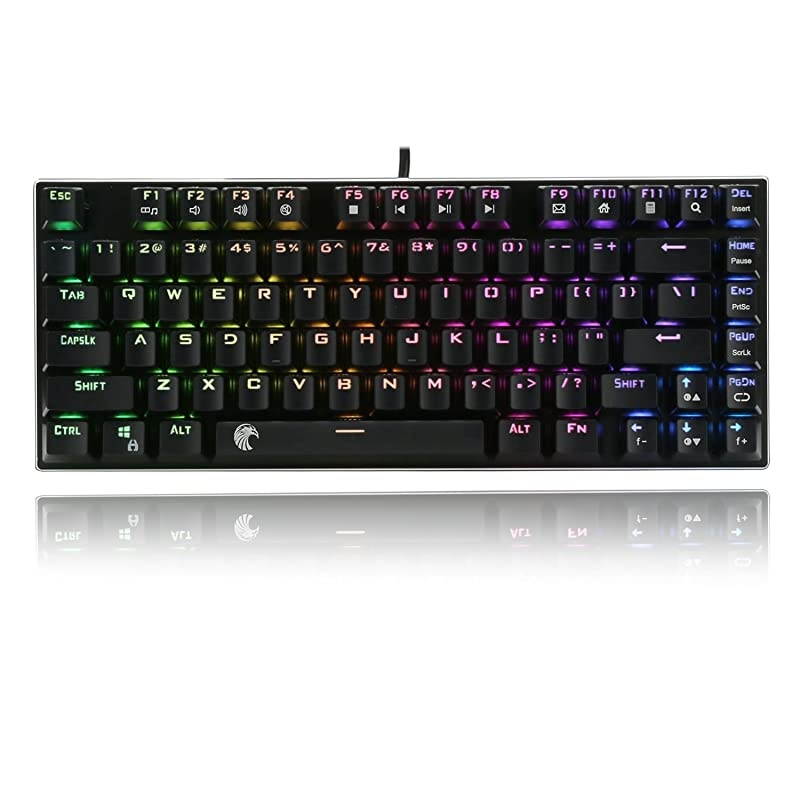 EYooso Z88 RGB 60 Mechanical Gaming Keyboard Red Switch LED Backlit Water Resistant Compact 81 Keys AntiGhosting for Mac PC Black