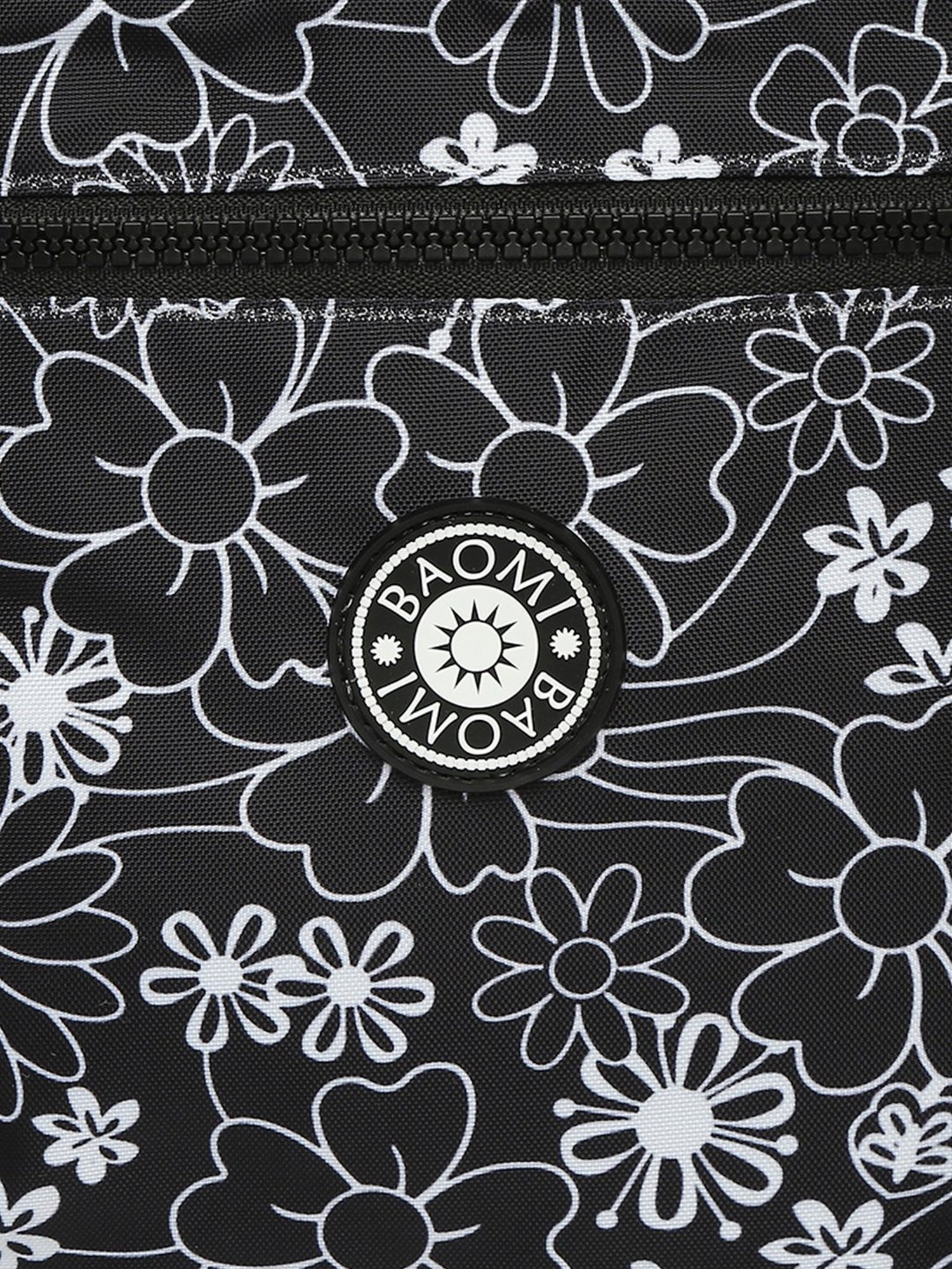 Baomi Black & White Printed Medium Handbag