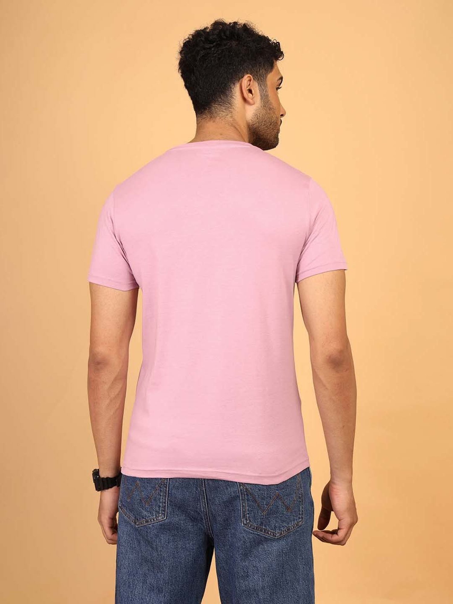 Wrangler Pink Regular Fit Graphic Print Cotton Crew T-Shirt