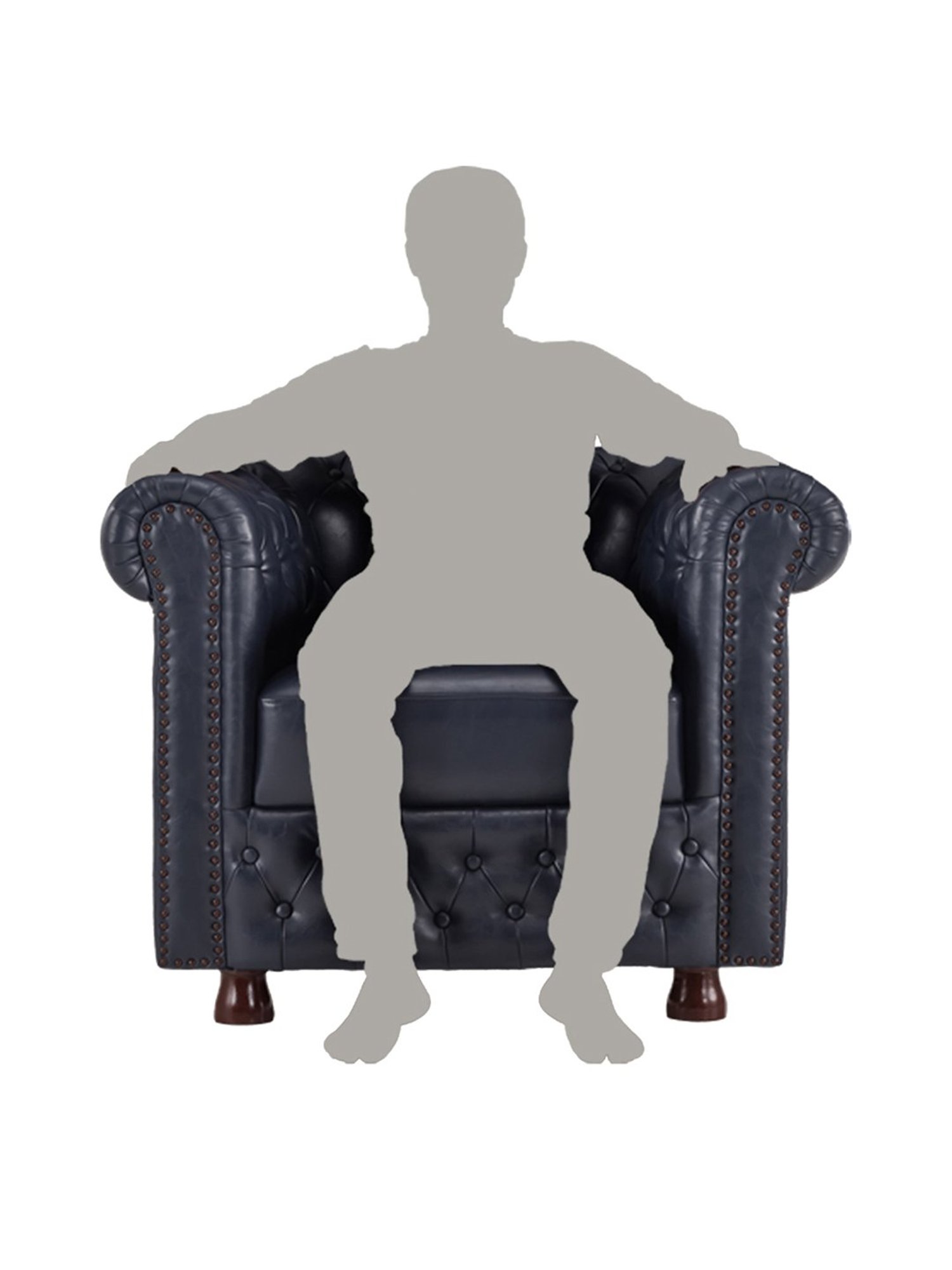 Durian Berry Black Premium Leatherette 2 Seater Sofa