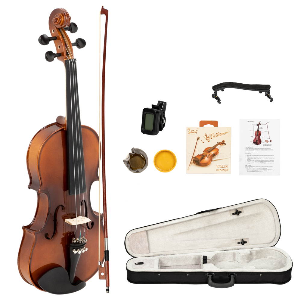Glarry GV305 4/4 Bright Matte Natural Violin+Case+Bow+Rosin+Shoulder Rest+Tuner