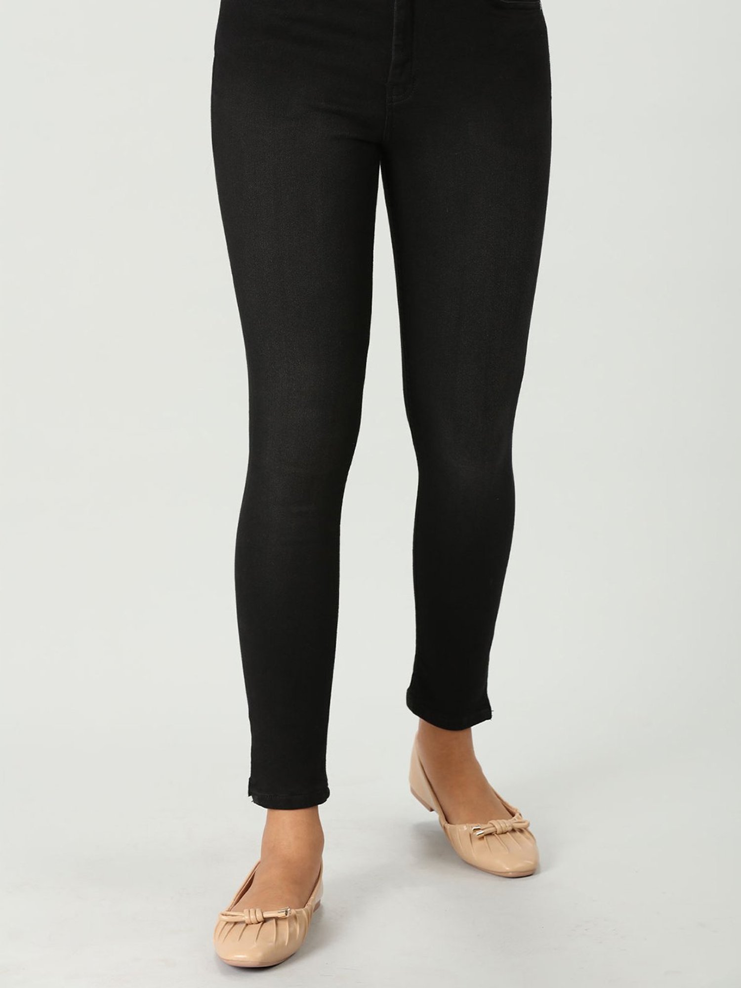 Mustard Black Denim Slim Fit Mid Rise Jeans