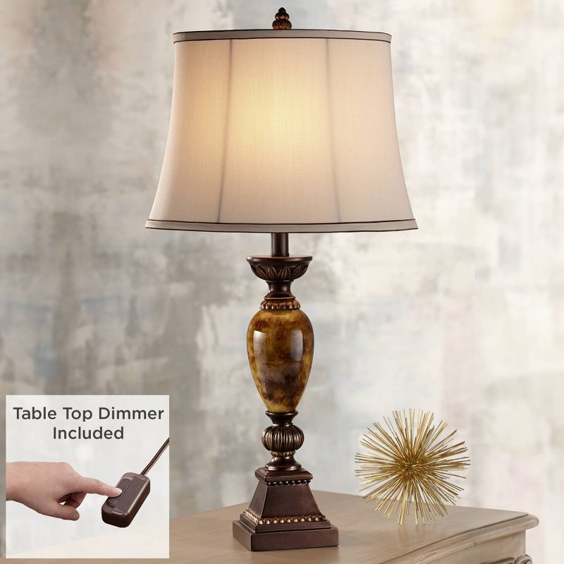 Kathy Ireland Mulholland Marbleized Lamp with Table Top Dimmer