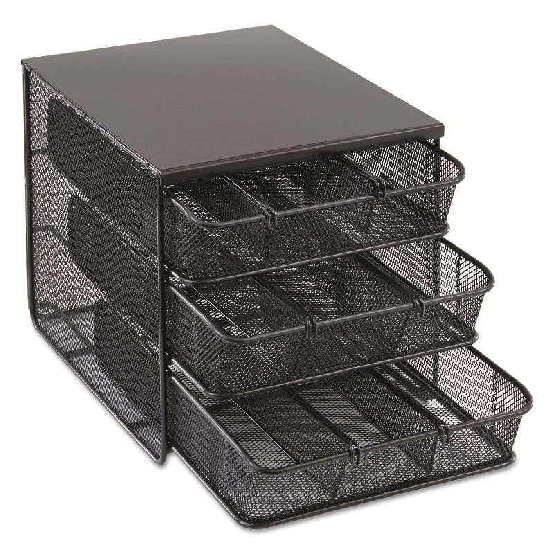 Safco 3 Drawer Hospitality Organizer 7 Compartments 11 1/2w x 8 1/4d x 8 1/4h Bk 3275BL