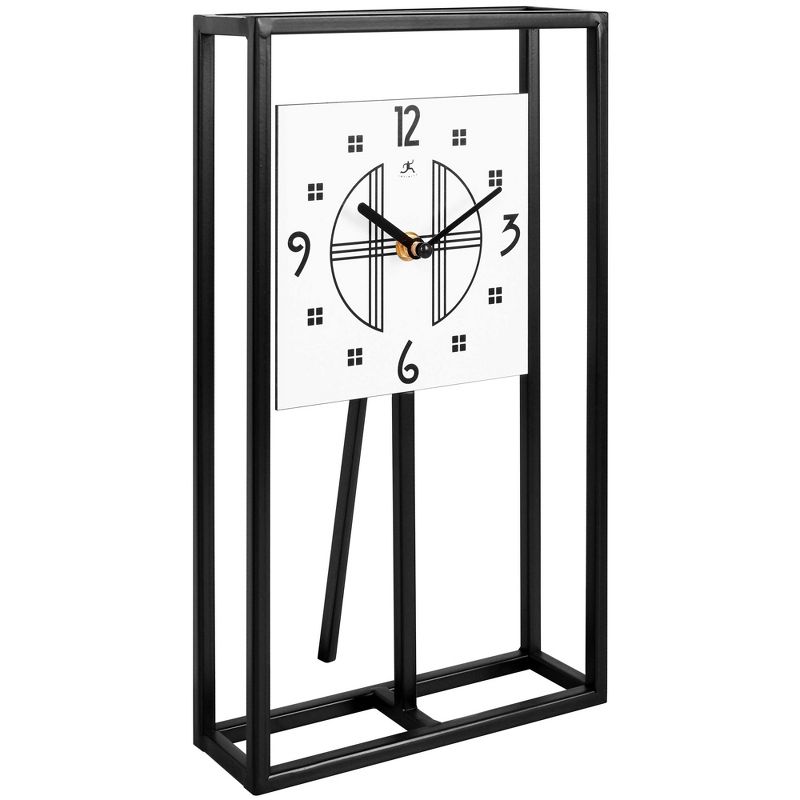 Infinity Instruments 20090BK-933 7.25 x 13 Inch Decorative Modern/Minimalist Pendulum Tabletop Clock, Black