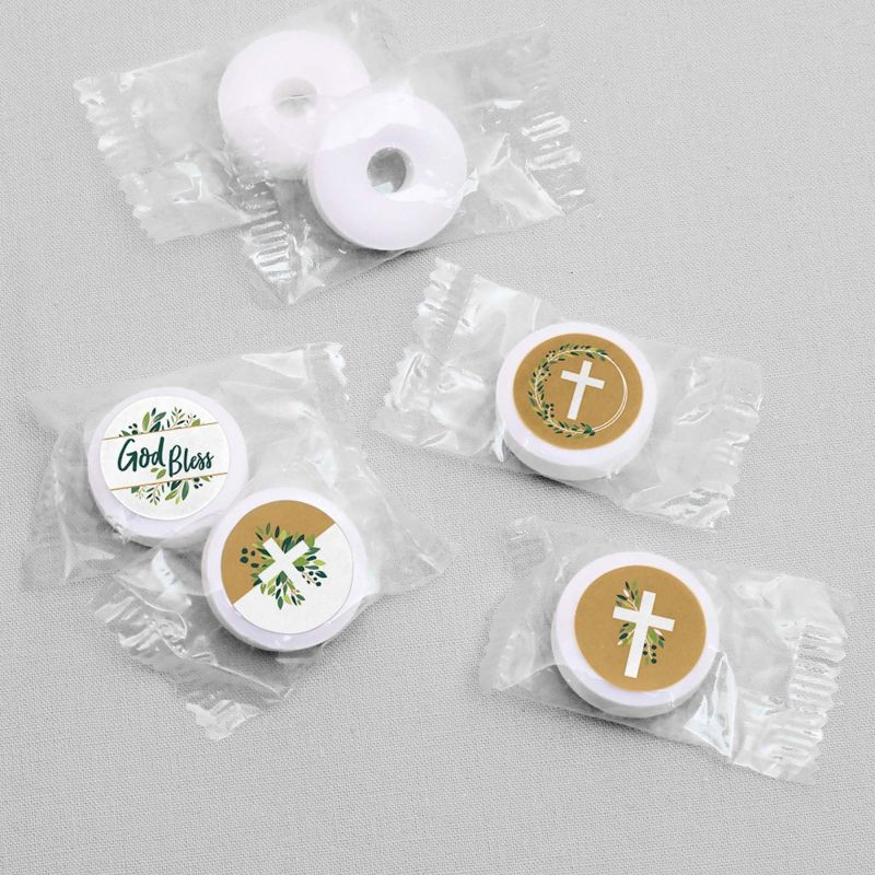 Big Dot of Happiness Elegant Cross - Religious Party Round Candy Sticker Favors - Labels Fit Hershey's Kisses (1 sheet of 108)