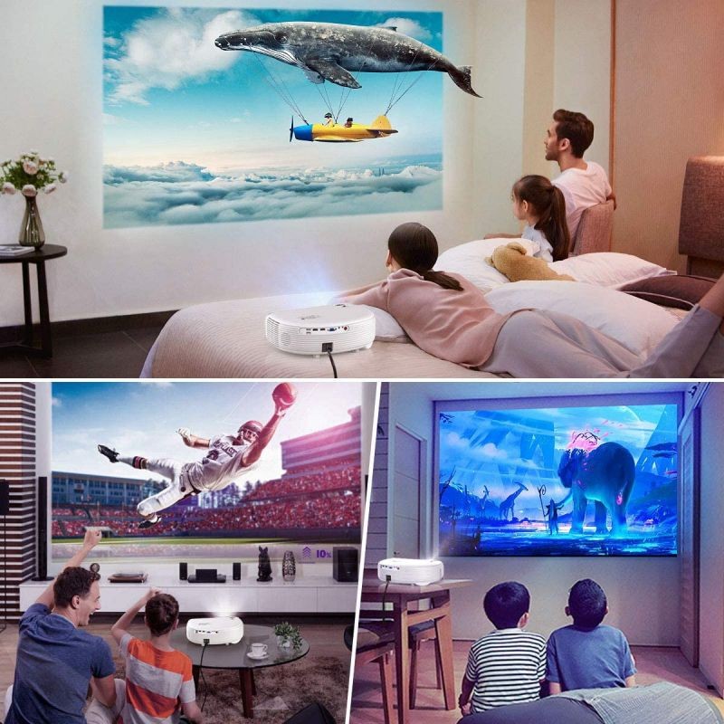 Bluetooth Projector Native 1080P 7200Lux Full HD, WiMiUS Upgrade S4 Home & Outdoor Projector Support 4K & Zoom, 300" Led Video Projector Compatible with Fire TV Stick, PS4, Laptop, iPhone, DVD