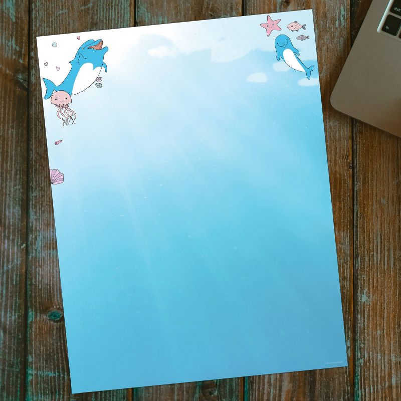 80ct Dolphin Adventure Letterhead Blue
