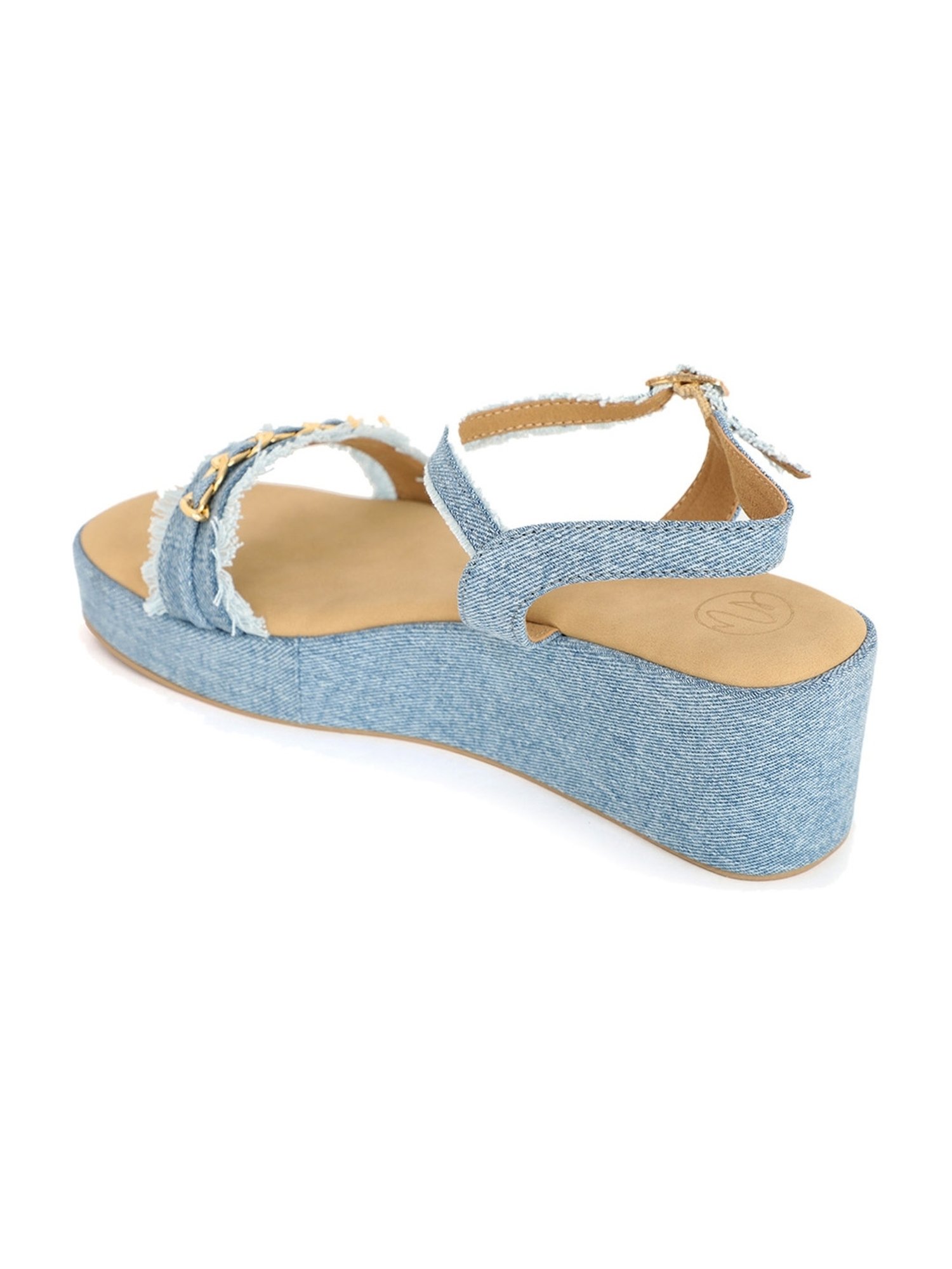 NR by Nidhi Rathi Women's Blue Ankle Strap Wedges