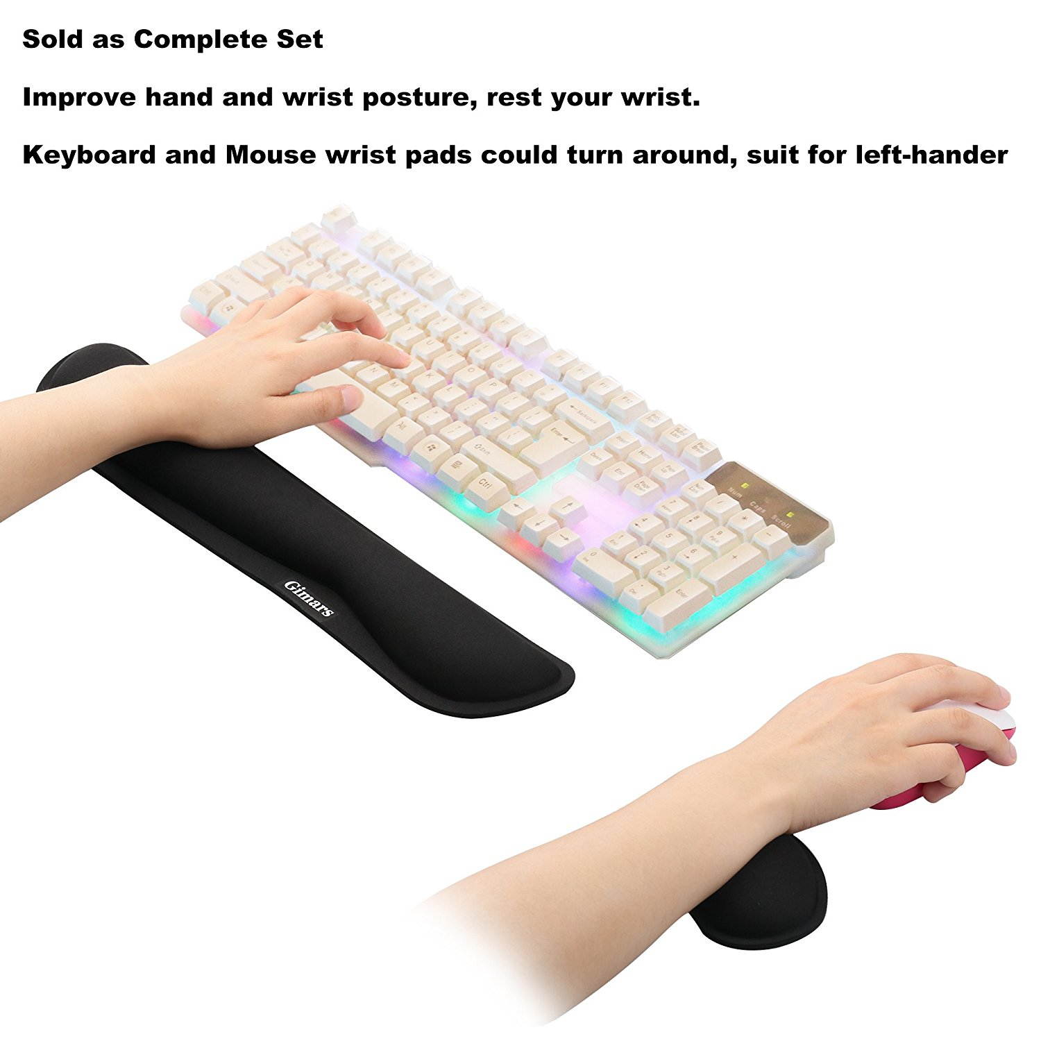 Gimars Memory Foam Set Keyboard Wrist Rest Pad & Mouse Wrist Rest Support For Office, Computer, Laptop, & Mac - Durable & Comfortable & Lightweight For Easy Typing & Pain Relief