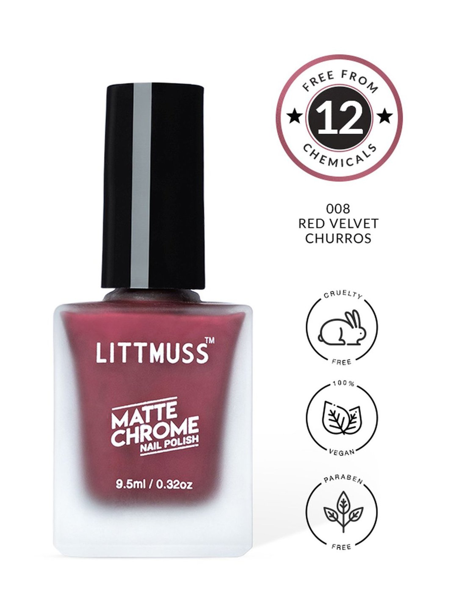 Littmuss Matte Chrome Nail Polish Red Velvet Churros 008 - 9.5 ml