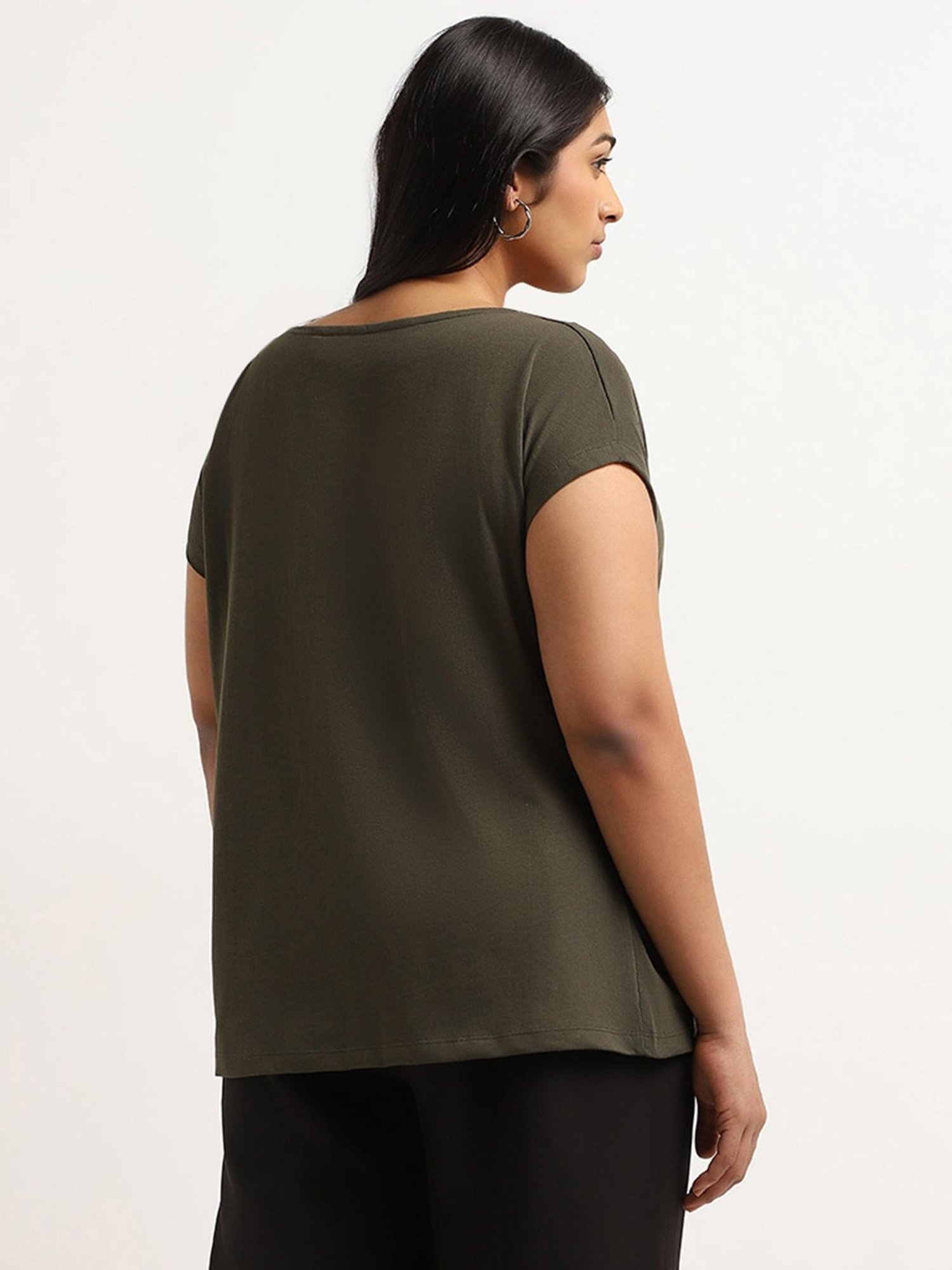 Gia by Westside Green Cord Embroidered Top